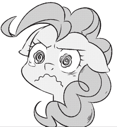 Size: 535x580 | Tagged: safe, seven seas, species:earth pony, species:pony, my little pony: the manga, about to cry, black and white, crying, female, floppy ears, frustrated, grayscale, konosuba, mare, monochrome, my little pony: the manga volume 2, simple background, solo, transparent background, wavy mouth