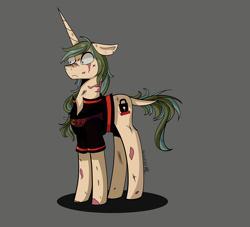 Size: 4400x4000 | Tagged: source needed, safe, artist:shirofluff, idw, oc, oc only, oc:scorcher, species:pony, species:unicorn, fallout equestria, canterlot ghoul, comic style, ghoul, simple background, undead