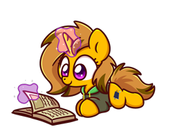 Size: 2560x2048 | Tagged: safe, artist:sugar morning, oc, oc only, oc:amber honeycombs, species:pony, species:unicorn, book, chibi, female, magic, mare, simple background, solo, transparent background
