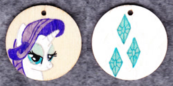 Size: 1014x507 | Tagged: safe, artist:malte279, character:rarity, craft, cutie mark, jewelry, pendant, traditional art, wood
