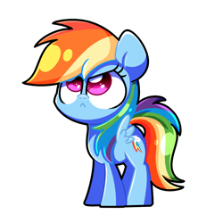 Size: 4300x4300 | Tagged: safe, artist:sugar morning, character:rainbow dash, species:pegasus, species:pony, :<, absurd resolution, angry, cute, dashabetes, looking up, madorable, simple background, solo, standing, transparent background