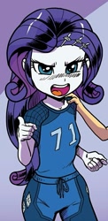 Size: 497x1020 | Tagged: safe, artist:pencils, edit, idw, character:applejack, character:rarity, my little pony:equestria girls, angry, clothing, cute, madorable, raribetes