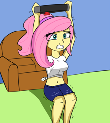 Size: 2037x2271 | Tagged: safe, artist:artiks, character:fluttershy, newbie artist training grounds, my little pony:equestria girls, atg 2020, ring fit adventure, solo, squatting
