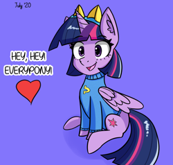 Size: 1980x1888 | Tagged: safe, artist:artiks, character:twilight sparkle, character:twilight sparkle (alicorn), species:alicorn, species:pony, newbie artist training grounds, atg 2020, dialogue, female, helping twilight win the crown, mare, redraw, simple background, solo, wondercolt ears, wondercolts uniform