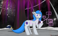 Size: 1920x1200 | Tagged: safe, artist:skydreams, oc, oc only, oc:bootstrap, species:pony, bioluminescent, commission, dome, genderless, moon, planet, science fiction, space, stars, tree, weeping willow