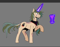 Size: 618x484 | Tagged: safe, artist:shirofluff, idw, oc, oc:scorcher, species:pony, species:unicorn, fallout equestria, alcohol, art style, clothing, comic style, fallout, fan comic, fanfic, fanfic art, foe, levitation, magic, original character do not steal, telekinesis, tuxedo, wip