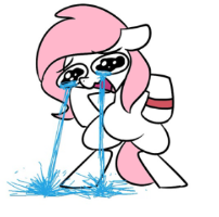 Size: 202x200 | Tagged: safe, artist:sugar morning, edit, oc, oc:sugar morning, species:pegasus, species:pony, bipedal, color edit, colored, cropped, crying, ocular gushers, shitposting, solo, thank you