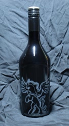 Size: 1024x1881 | Tagged: safe, artist:malte279, character:pony of shadows, g4, baileys, bottle, craft, glass engraving, shadow pony