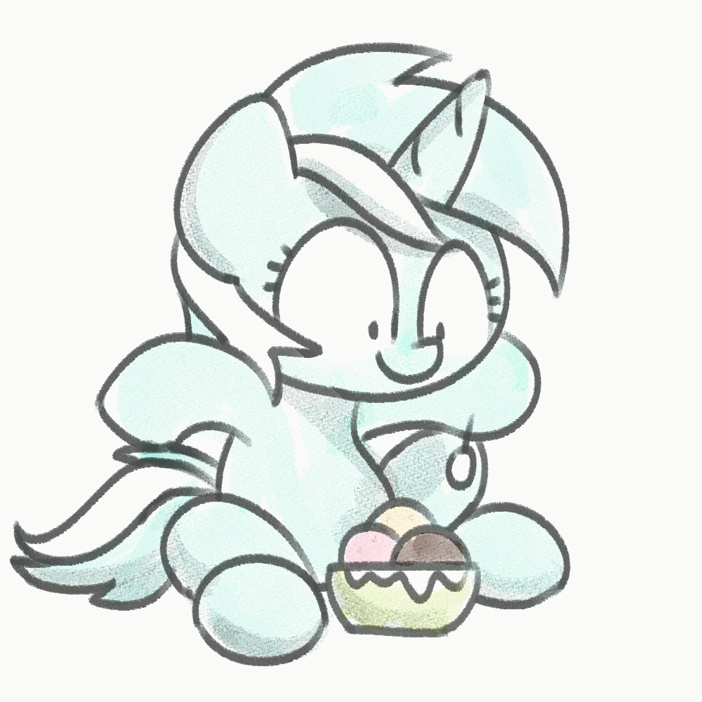 Size: 1000x1000 | Tagged: safe, artist:sugar morning, character:lyra heartstrings, species:pony, species:unicorn, g4, animated, bowl, cute, female, food, gif, ice cream, lyrabetes, mare, neopolitan, simple background, sitting, sketch, solo, spoon, white background