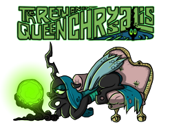 Size: 1024x768 | Tagged: safe, artist:yula568, idw, character:queen chrysalis, species:changeling, changeling queen, couch, female, i can't believe it's not idw, lounging, solo, style emulation, the return of queen chrysalis