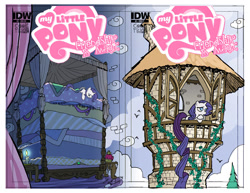 Size: 1164x900 | Tagged: safe, artist:andypriceart, artist:tonyfleecs, idw, official, official comic, character:rarity, comic, comic cover, cover, impossibly long tail, long tail, raponyzel, rapunzel, raripunzel, the princess and the pea