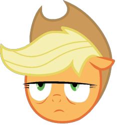 Size: 524x559 | Tagged: safe, idw, character:applejack, idw showified, reaction image, simple background, transparent background, unibrow, vector