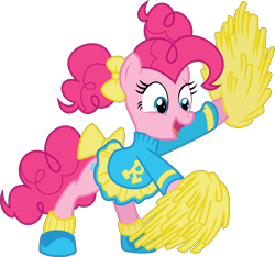 Size: 6406x6000 | Tagged: safe, artist:yetioner, idw, character:pinkie pie, absurd resolution, cheerleader, clothing, cute, diapinkes, idw showified, pom pom, shoes, simple background, socks, solo, transparent background, vector