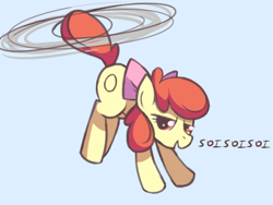 Size: 576x432 | Tagged: safe, artist:karzahnii, character:apple bloom, species:earth pony, species:pony, episode:the cutie pox, g4, my little pony: friendship is magic, applecopter, female, filly, loop-de-hoop, microsoft sam, roflcopter, simple background, solo, tailcopter