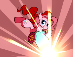 Size: 1024x800 | Tagged: safe, artist:karzahnii, character:pinkie pie, species:earth pony, species:pony, cannon, female, glow, mare, partillery, party cannon, solo