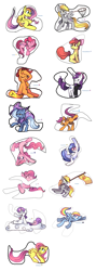 Size: 1280x3600 | Tagged: safe, artist:karzahnii, character:apple bloom, character:applejack, character:derpy hooves, character:dj pon-3, character:fluttershy, character:pinkie pie, character:rainbow dash, character:rarity, character:scootaloo, character:sweetie belle, character:trixie, character:vinyl scratch, species:earth pony, species:pegasus, species:pony, species:unicorn, g4, beatnik rarity, beret, butterfly, clothing, cloud, cutie mark crusaders, female, filly, flag, fourth wall, hat, mare