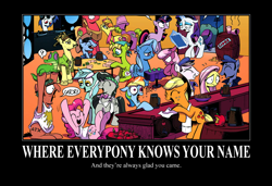 Size: 1024x700 | Tagged: safe, idw, character:applejack, character:big mcintosh, character:cheerilee, character:daisy, character:dj pon-3, character:fluttershy, character:gummy, character:lyra heartstrings, character:octavia melody, character:pinkie pie, character:rainbow dash, character:rarity, character:trixie, character:twilight sparkle, character:vinyl scratch, species:earth pony, species:pony, animal house, big scoops, cheers, cider, demotivational poster, hawkeye, m*a*s*h, male, meme, sailor ponies, saturday night live, stallion, sweetcream scoops, two wild and crazy guys