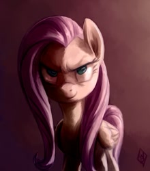 Size: 581x661 | Tagged: safe, artist:whitediamonds, character:fluttershy, species:pegasus, species:pony, discorded, female, flutterbitch, gradient background, mare, solo