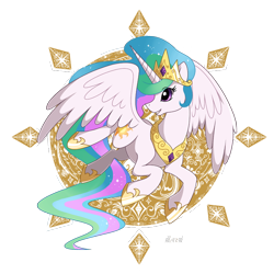 Size: 700x700 | Tagged: safe, artist:jiayi, character:princess celestia, species:alicorn, species:pony, flying, simple background, smiling, solo, transparent background