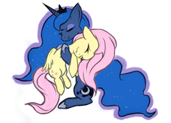 Size: 600x429 | Tagged: safe, artist:keterok, character:fluttershy, character:princess luna, eyes closed, hug, simple background, transparent background