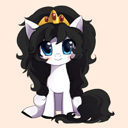 Size: 600x600 | Tagged: safe, artist:keterok, species:earth pony, species:pony, adorkable, barely pony related, blushing, crown, cute, dork, ico el caballito valiente, ico the brave little horse, ico the brave little pony, looking at you, ponified, preciosa, princess preciosa, smiling