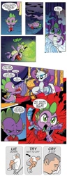 Size: 502x1313 | Tagged: safe, idw, official comic, character:rarity, character:spike, drama, fire ruby, meme, montage, possessed
