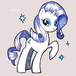 Size: 400x398 | Tagged: safe, artist:jiayi, character:rarity, species:pony, species:unicorn, female, lidded eyes, mare, raised hoof, solo