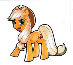 Size: 500x444 | Tagged: safe, artist:jiayi, character:applejack, open mouth, simple background, solo