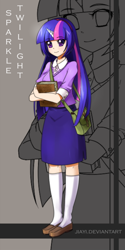 Size: 350x700 | Tagged: safe, artist:jiayi, character:twilight sparkle, book, horned humanization, humanized, solo