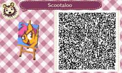 Size: 400x240 | Tagged: safe, artist:karzahnii, character:scootaloo, species:pegasus, species:pony, 3ds, animal crossing, nintendo, qr code