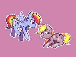 Size: 1024x768 | Tagged: safe, artist:karzahnii, character:derpy hooves, character:rainbow dash, species:pegasus, species:pony, g4, crying, duo, female, mare, sad, simple background