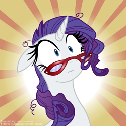 Size: 2880x2880 | Tagged: safe, artist:electronvolt, artist:whitediamonds, character:rarity, glasses, high res, rarity's glasses, solo, surprised, vector