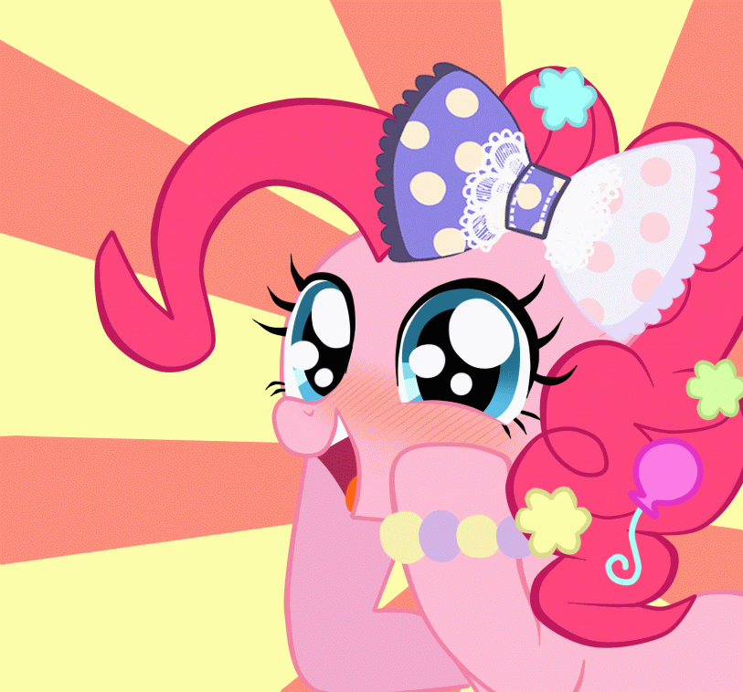 Size: 813x758 | Tagged: safe, artist:momo, character:pinkie pie, animated, askharajukupinkiepie, bow, bracelet, candy, cute, diapinkes, eye shimmer, food, harajuku, jewelry, looking at you, open mouth, smiling, solo
