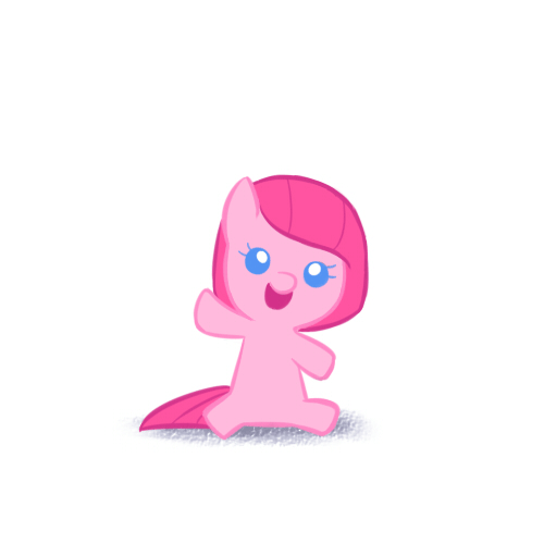 Size: 500x500 | Tagged: safe, artist:apzzang, character:pinkamena diane pie, character:pinkie pie, animated, ask-grow-pinkie, blinking, cute, cuteamena, dawwww, diapinkes, filly, foal, hnnng, looking at you, open mouth, sitting, smiling, solo, waving, younger