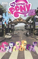 Size: 1000x1518 | Tagged: safe, idw, character:applejack, character:fluttershy, character:pinkie pie, character:rainbow dash, character:rarity, character:twilight sparkle, abbey road, album cover, cover, gaslamp quarter, mane six, san diego, san diego comic con, the beatles