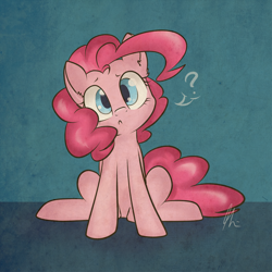 Size: 1024x1024 | Tagged: safe, artist:lolepopenon, character:pinkie pie, confused, question mark, solo