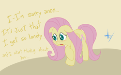 Size: 2424x1492 | Tagged: safe, artist:mostazathy, character:fluttershy, blushing, dialogue, solo