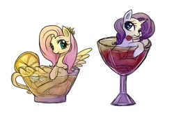 Size: 770x520 | Tagged: safe, artist:keterok, character:fluttershy, character:rarity, species:pony, cup of pony, drink, food, lemonade, micro