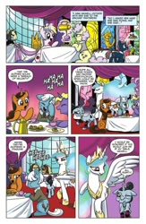 Size: 716x1100 | Tagged: safe, idw, character:crystal clear, character:holly dash, character:ponet, character:princess celestia, character:spike, character:top marks, cameo, gingersnap, harry potter, idw advertisement, laughing, preview, professor inkwell, severus snape, sybill trelawney