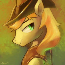 Size: 600x600 | Tagged: safe, artist:amy30535, character:braeburn, bedroom eyes, braebetes, cute, looking at you, portrait, smiling, solo, stupid sexy braeburn
