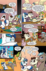 Size: 630x969 | Tagged: safe, idw, character:gizmo, character:princess cadance, character:shining armor, 8-bit (character), dice, dungeons and dragons, gaffer, idw advertisement, magic, preview