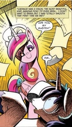 Size: 293x515 | Tagged: safe, edit, idw, character:princess cadance, character:shining armor, are you my master, cadance was a vision, fate/stay night, meme, text edit