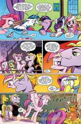 Size: 900x1384 | Tagged: safe, idw, official comic, character:applejack, character:diamond rose, character:lemony gem, character:pinkie pie, character:princess cadance, character:rarity, character:shining armor, character:twilight sparkle, species:alicorn, species:earth pony, species:pegasus, species:pony, species:unicorn, 8-bit (character), buck withers, clothing, comic, devo, drums, female, flank thrasher, gaffer, heart, idw advertisement, jacket, keytar, male, mare, musical instrument, neigh anything, preview, spread wings, stallion, the mystic knights of the electric stable, wings