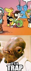 Size: 372x844 | Tagged: safe, idw, character:gizmo, admiral ackbar, comic, crossdressing, flank thrasher, it's a trap, meme, spoiler