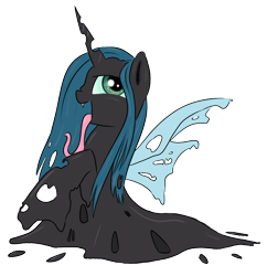 Size: 600x619 | Tagged: safe, artist:rainbow-dosh, artist:xioade, character:queen chrysalis, goo pony, long tongue, original species, slime, solo, tentacle tongue