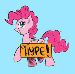 Size: 800x790 | Tagged: safe, artist:tiki2, artist:xioade, character:pinkie pie, hype, sign, solo