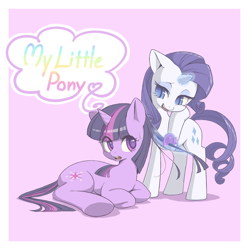 Size: 1000x1000 | Tagged: safe, artist:ringo, edit, character:rarity, character:twilight sparkle, brush, brushing, colored pupils, comb, grooming, pixiv