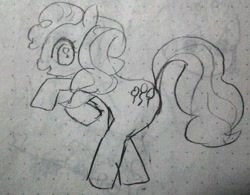 Size: 599x468 | Tagged: safe, artist:momo, character:pinkie pie, monochrome, solo