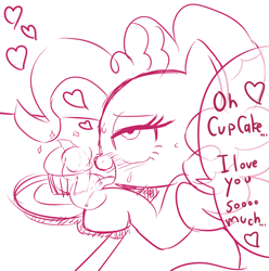 Size: 1016x1024 | Tagged: safe, artist:momo, character:pinkie pie, ahegao, cupcake, love, solo