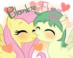 Size: 1023x813 | Tagged: safe, artist:momo, character:fluttershy, oc, canon x oc, cute, shipping, shyabetes